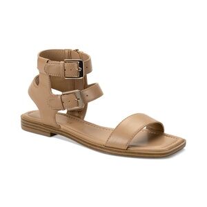Sun + StoneMONAACO Womens Faux Leater Zipper Flatform Sandals Nude